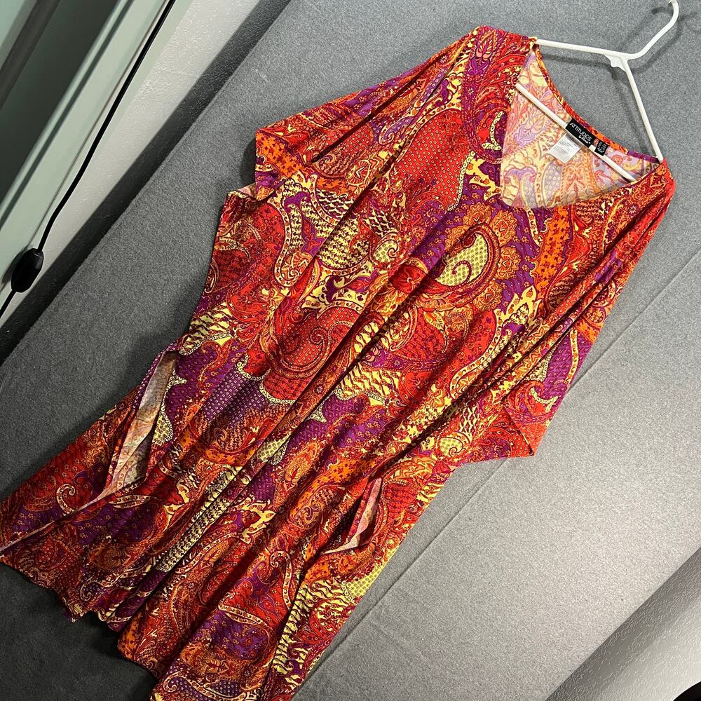 Attitudes by Renee Regular Como Jersey Paisely Caftan Tropical Sunset Size M/L
